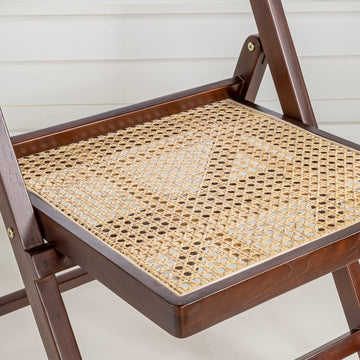 Theo Mid-Century Vintage Wood Rattan Folding Chair with Adjustable Back - JONATHAN Y